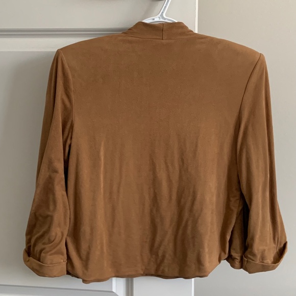 H&M Tan / Brown Faux Suede Open Front Blazer - Picture 2 of 8